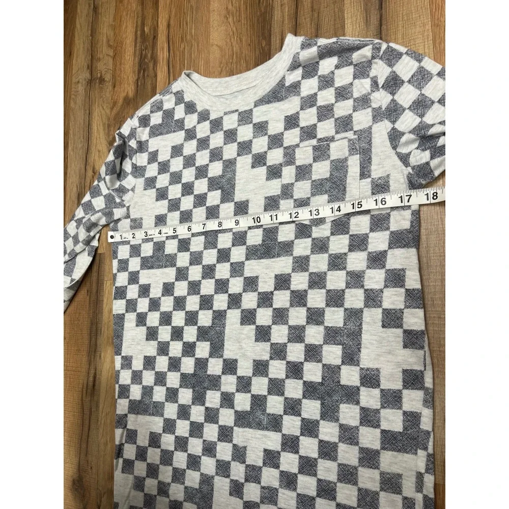 Cat & Jack Boys XL (16) Shirt‎ 60% Cotton 40% Polyester Gray Checkerboard
